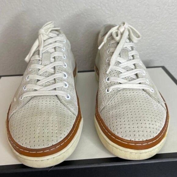 Allen Edmonds Porter Derby Natural Suede White Perforated Casual Sneaker Men's 9 - Picture 1 of 9